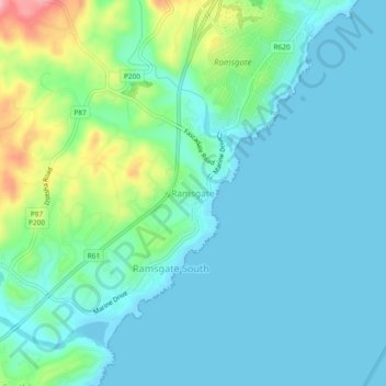 Ramsgate topographic map, elevation, terrain