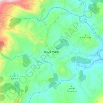 Jesús María topographic map, elevation, terrain