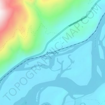 Amsbury topographic map, elevation, terrain