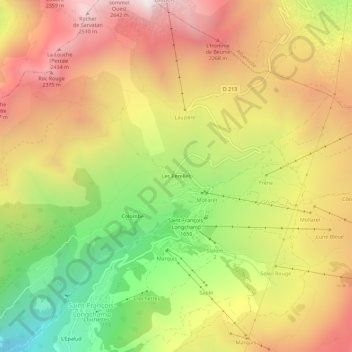 Les Perelles topographic map, elevation, terrain