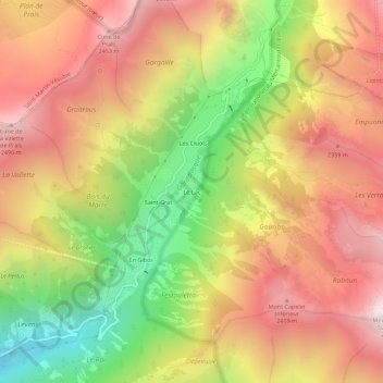 Le Lac topographic map, elevation, terrain
