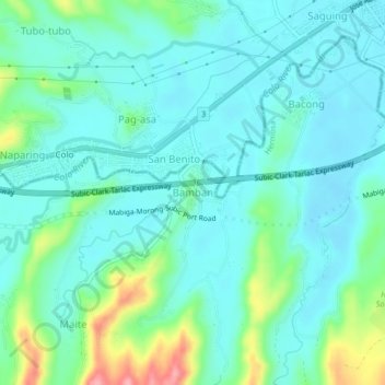 Bamban topographic map, elevation, terrain