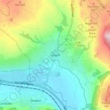 Silsden topographic map, elevation, terrain