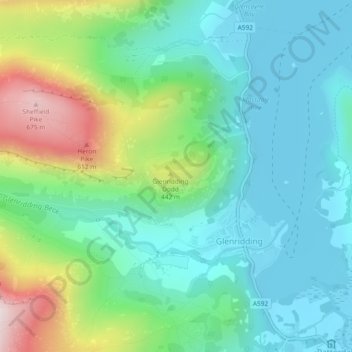 Glenridding Dodd topographic map, elevation, terrain