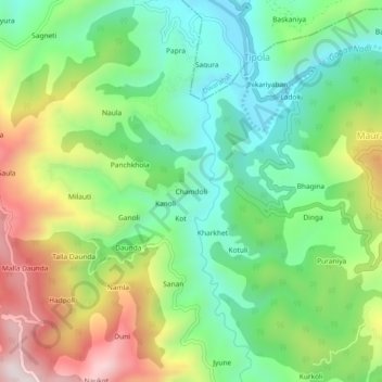 Chamdoli topographic map, elevation, terrain