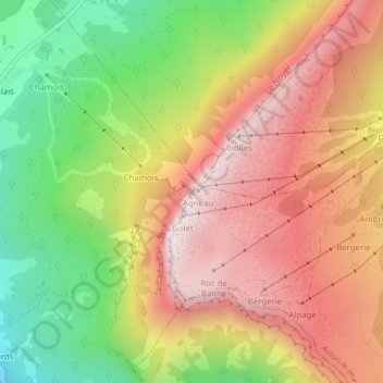 Mont Margeriaz topographic map, elevation, terrain