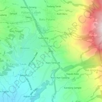 Koto topographic map, elevation, terrain