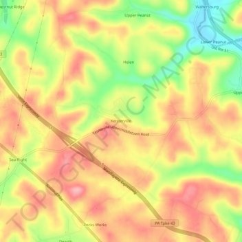 Keisterville topographic map, elevation, terrain