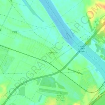 Gilbertsville topographic map, elevation, terrain