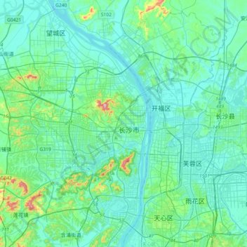 Yuelu topographic map, elevation, terrain
