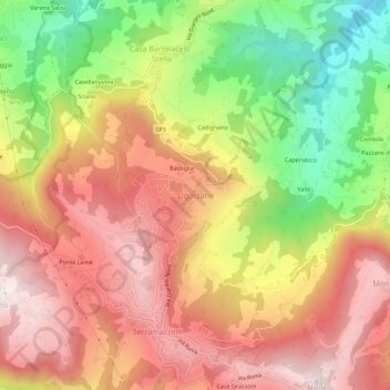 Ligorzano topographic map, elevation, terrain