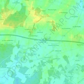 Pièce de Givry topographic map, elevation, terrain