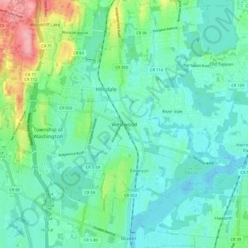 Westwood topographic map, elevation, terrain