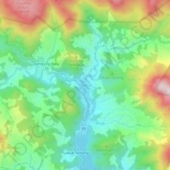 Habu topographic map, elevation, terrain