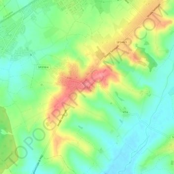 Pila topographic map, elevation, terrain