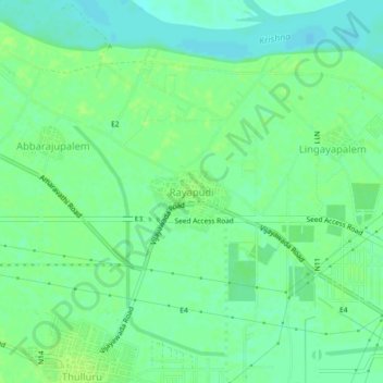 Rayapudi topographic map, elevation, terrain