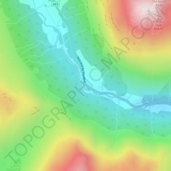 Glen Croe topographic map, elevation, terrain