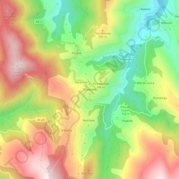 Monticelo topographic map, elevation, terrain