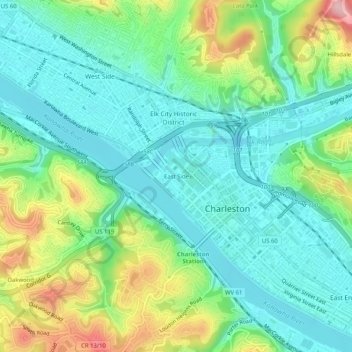 East Side topographic map, elevation, terrain