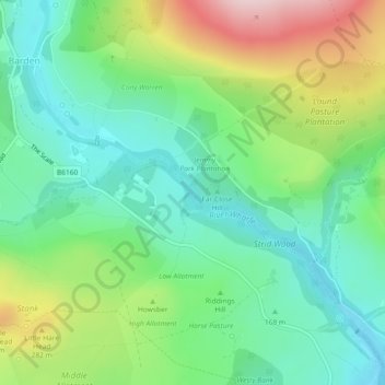 The Strid topographic map, elevation, terrain