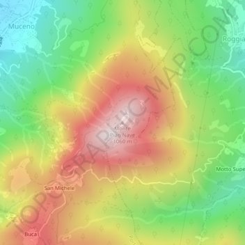 Monte Pian Nave topographic map, elevation, terrain