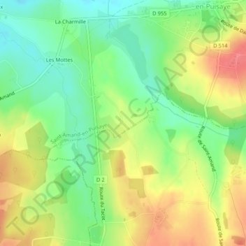 Les Perchers topographic map, elevation, terrain