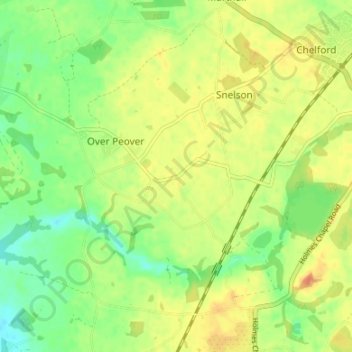 Peover Heath topographic map, elevation, terrain