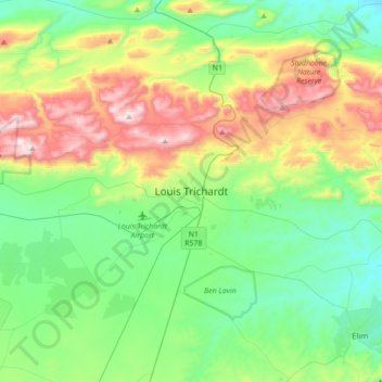 Louis Trichardt topographic map, elevation, terrain