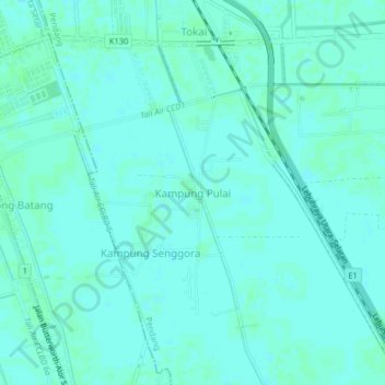 Kampung Pulai topographic map, elevation, terrain