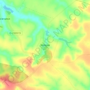 Zelena topographic map, elevation, terrain