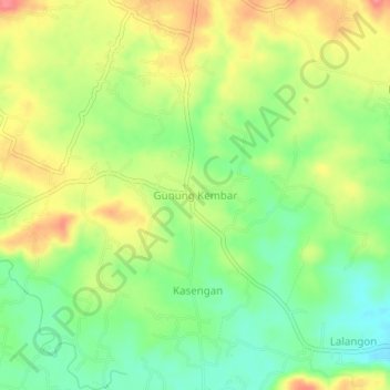 Gunung Kembar topographic map, elevation, terrain