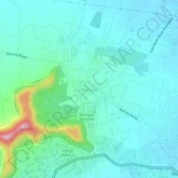 Marunji topographic map, elevation, terrain