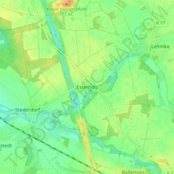 Esterholz topographic map, elevation, terrain