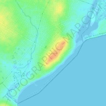 Kpone topographic map, elevation, terrain