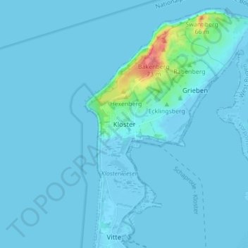 Kloster topographic map, elevation, terrain