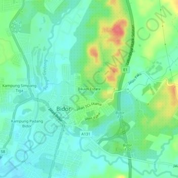 Bikam Estate topographic map, elevation, terrain