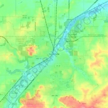 Northfield topographic map, elevation, terrain