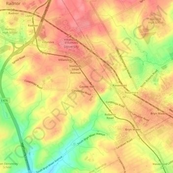 Garrett Hill topographic map, elevation, terrain