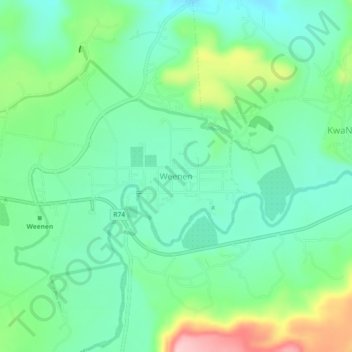 Weenen topographic map, elevation, terrain