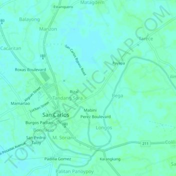 Tandang Sora topographic map, elevation, terrain