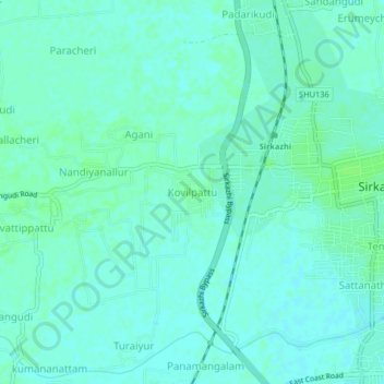Kovilpattu topographic map, elevation, terrain