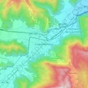 Ciudad Mendoza topographic map, elevation, terrain