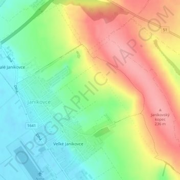 Dolec topographic map, elevation, terrain