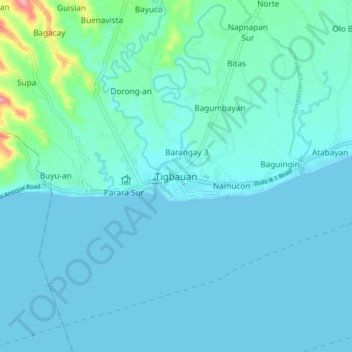 Tigbauan topographic map, elevation, terrain