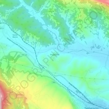 Poggetello topographic map, elevation, terrain