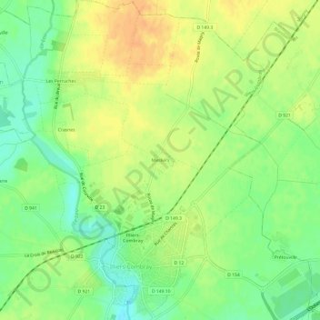 Mesliers topographic map, elevation, terrain