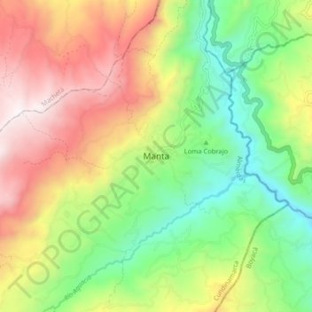 Manta topographic map, elevation, terrain
