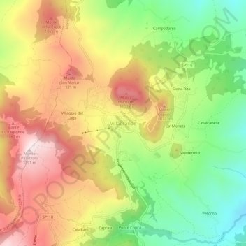 Villagrande topographic map, elevation, terrain