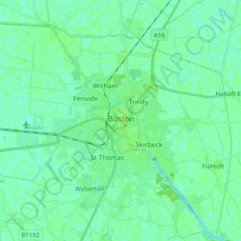 Boston topographic map, elevation, terrain