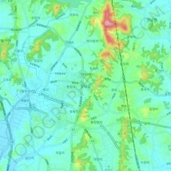 Hyangnam topographic map, elevation, terrain